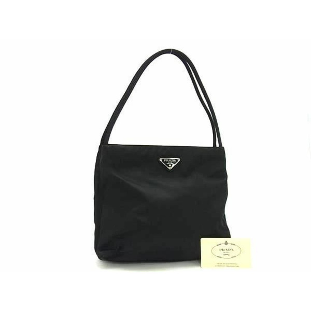PRADA Tessuto Shoulder Tote Handbag Black